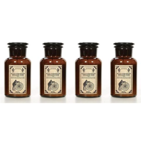 Hosley Set of 4, Black Pomegranate Apothecary Soy Jar Candle - 6.78 oz Each