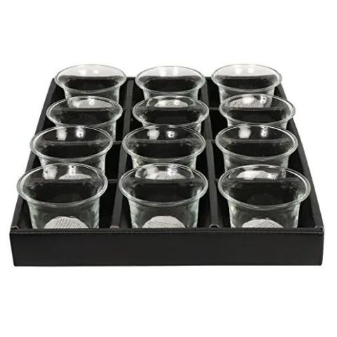 Hosley Set of 12, Clear Glass Oyster TeaLight Candle Holders 2.5" Diameter