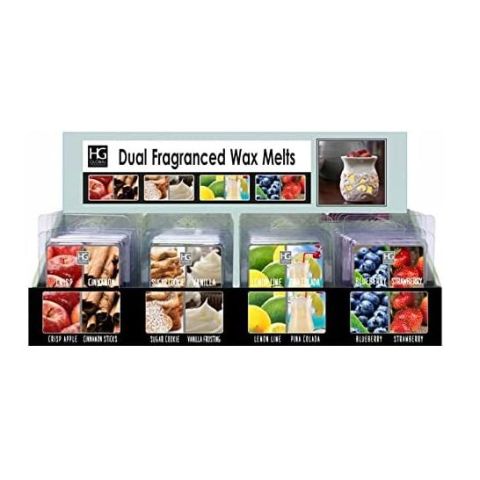 PRODUCT: Hosley Set of 24, Scent Wax Cubes / Melts - 2.5 oz each. Crisp Apple / Cinnamon Sticks, Sugar Cookies / Vanilla Frosting, Lemon Lime / Pina Colada , and Blueberry / Strawberry