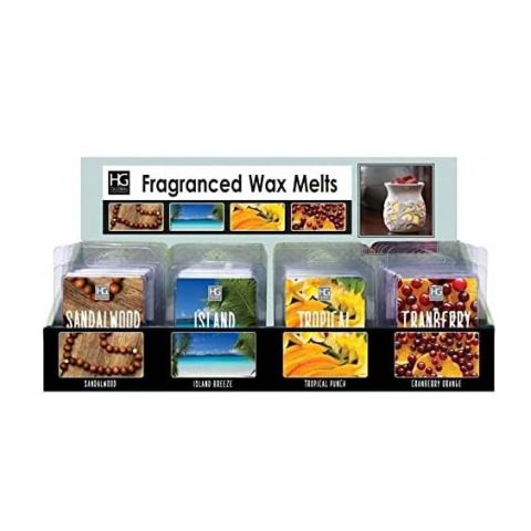 Hosley Set of 24, Wax Cubes/Melts - Sandalwood, Island Breeze, Tropical Punch, Cranberry Orange