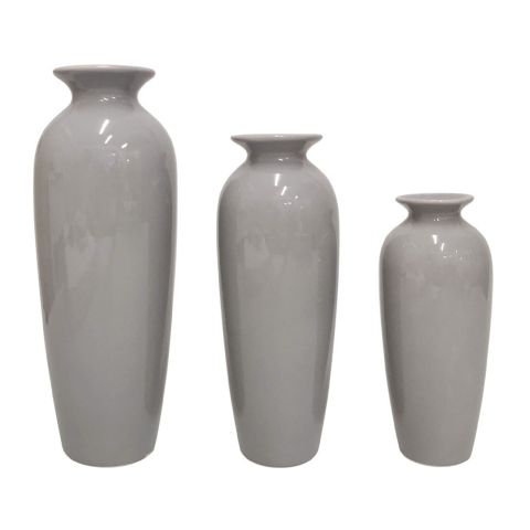 Hosley Set of 3, Grey Ceramic Bud Vases