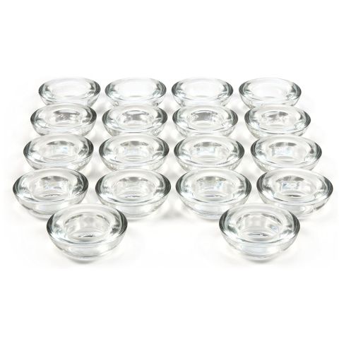 Hosley Set of 18, Clear Glass LED Tealight Candle Holders - 3 Inch Diameter