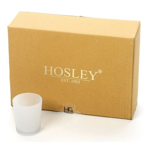Hosley's Set of 12, Frosted White Glass Votive / Tealight Candle Holders