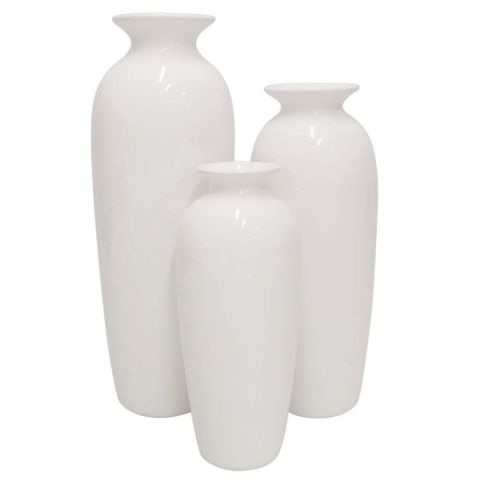 Hosley Set of 3, White Ceramic  Bud Vases