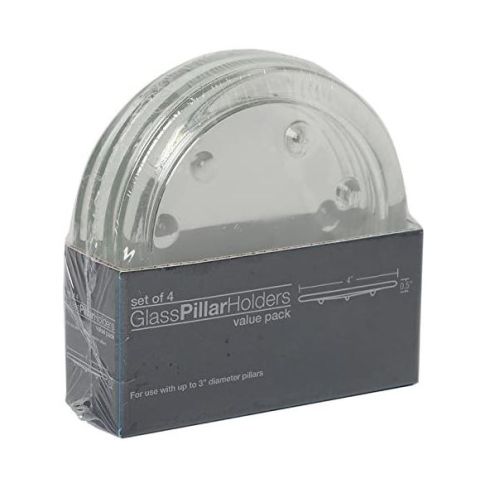  Hosley Set of 24, Clear Glass Pillar Candle Plates - 4" Diameter