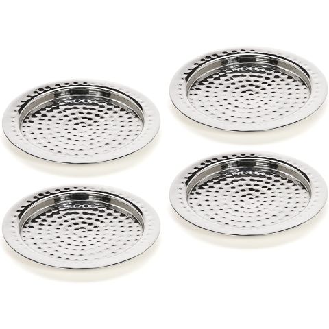 Hosley's Set of 4, Silver Finish Pillar Candle Holders - 4.25" Diameter