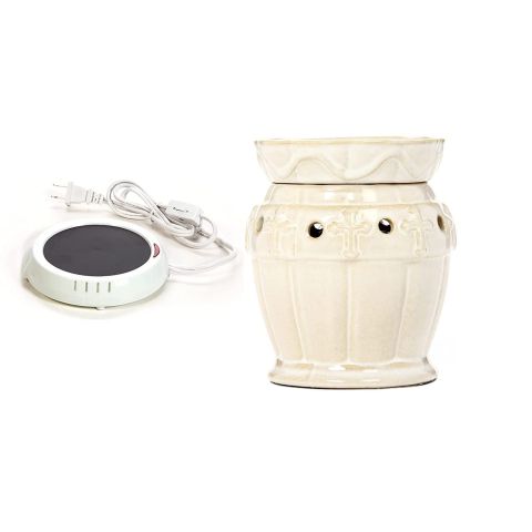 Hosley White Electric Candle Warmer & Ivory Ceramic Electric Fragrance Warmer