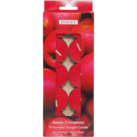 Hosley Set of 12, 10 pk. Apple Cinnamon Pressed Scented Tealight Candles