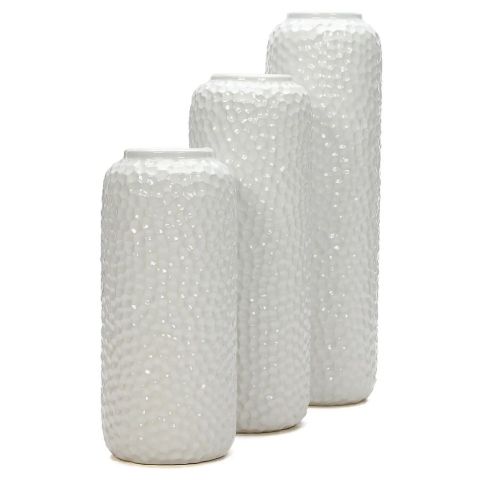 Hosley 3 Assorted White Ceramic Honeycomb Vases