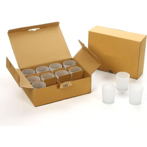 Hosley Set of 48, Frosted White Glass Votive LED Tealight Candle Holders