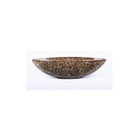 Hosley Ceramic Peacock Bowl 14.4" Long.