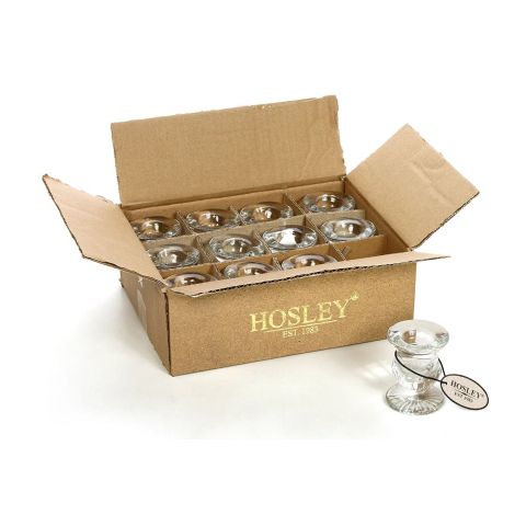 Hosley Set of 12, Glass Taper Candle Holders 2.5 Inch High