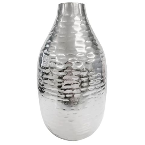 Hosley's 8.75" High Silver Finish Hammered Metal Vase